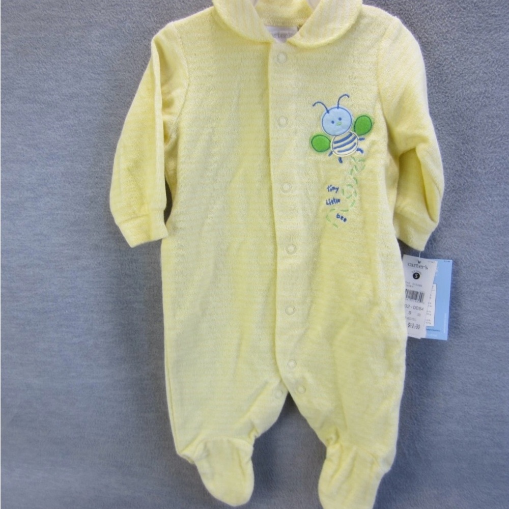Vintage Carter's Yellow Footed One Piece with Bee Embroidery 0-3 months